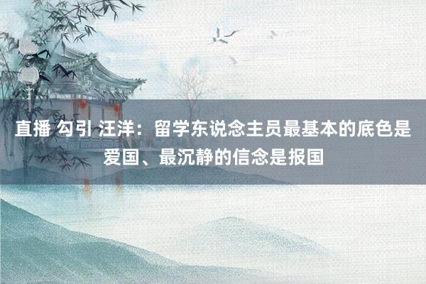 直播 勾引 汪洋：留学东说念主员最基本的底色是爱国、最沉静的信念是报国